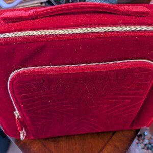Estee Lauder Stellar Red Velvet Make Up Case, Travel, Handle, NEW